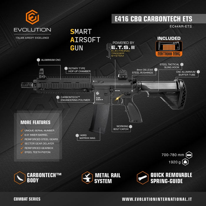 Evolution E-416 CQB Carbontech ETS - immagine 2