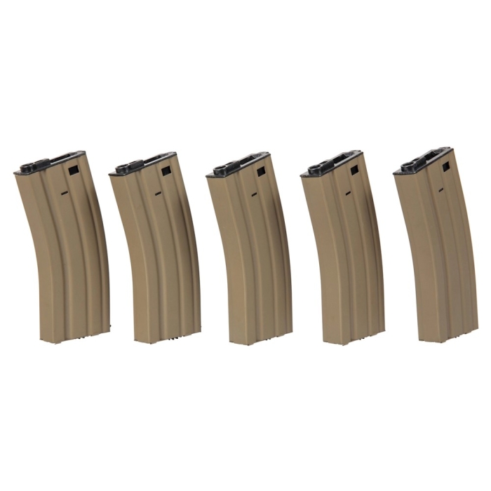 SPECNA ARMS SET 5 CARICATORI MAGGIORATI 300 COLPI PER SERIE M4/M16 TAN (SPE-05-025487)